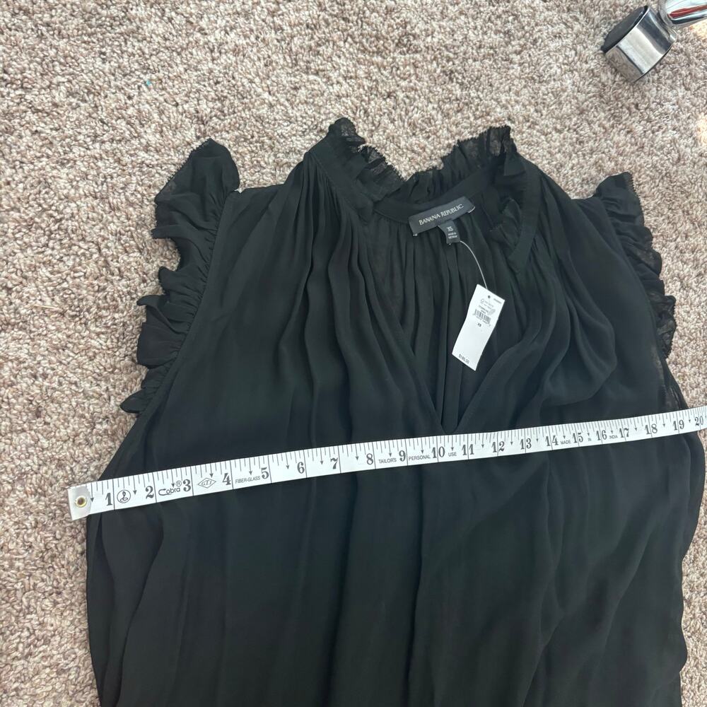 NWT Banana Republic Petite Flounced Hem Midi Dress Sz XS Black Sheer Minimalist - Picture 7 of 16